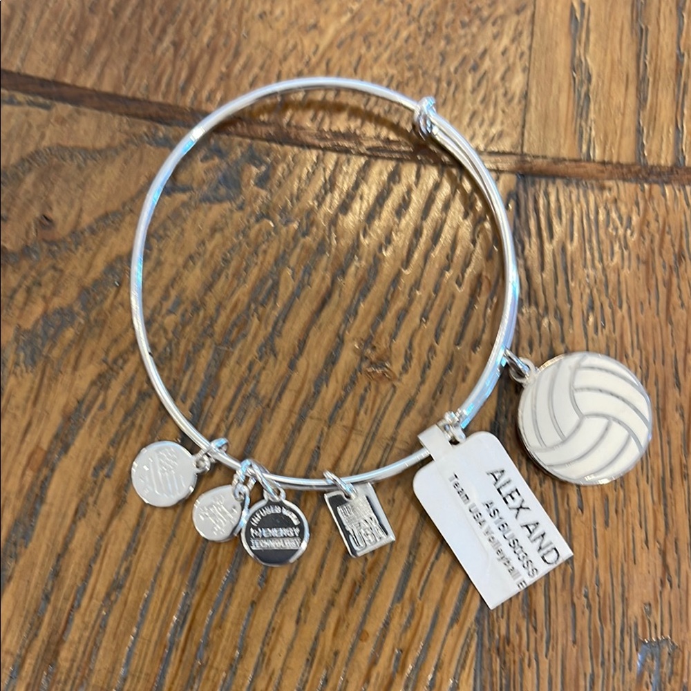 Silver Volleyball Charm Bangle